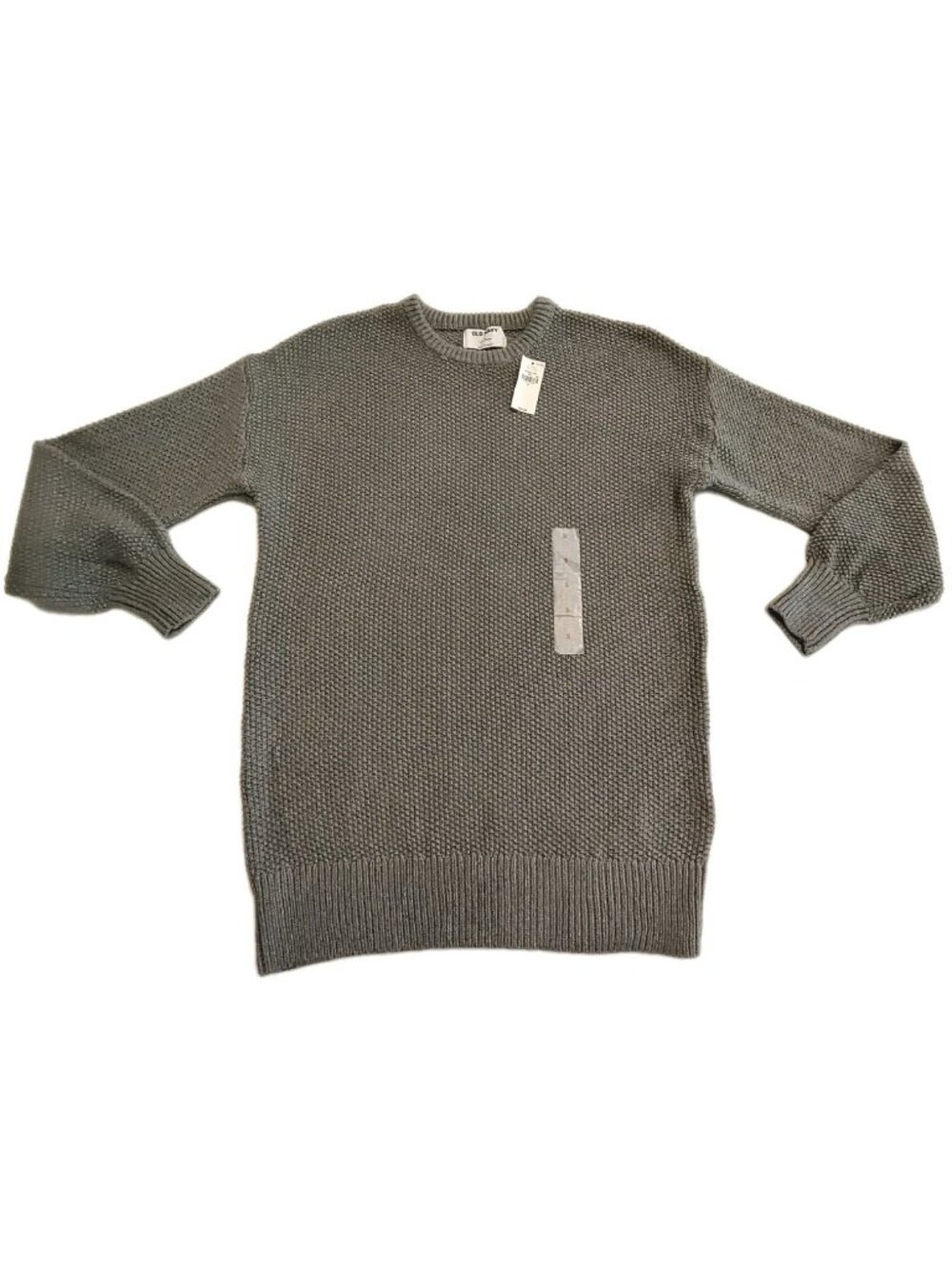 Old Navy Long Sleeve Tunic length Knit Crochet Sweater Women Gray Size Small